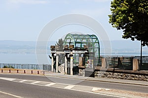 Lake Leman and Rives-Thonon cable car entrance, France photo